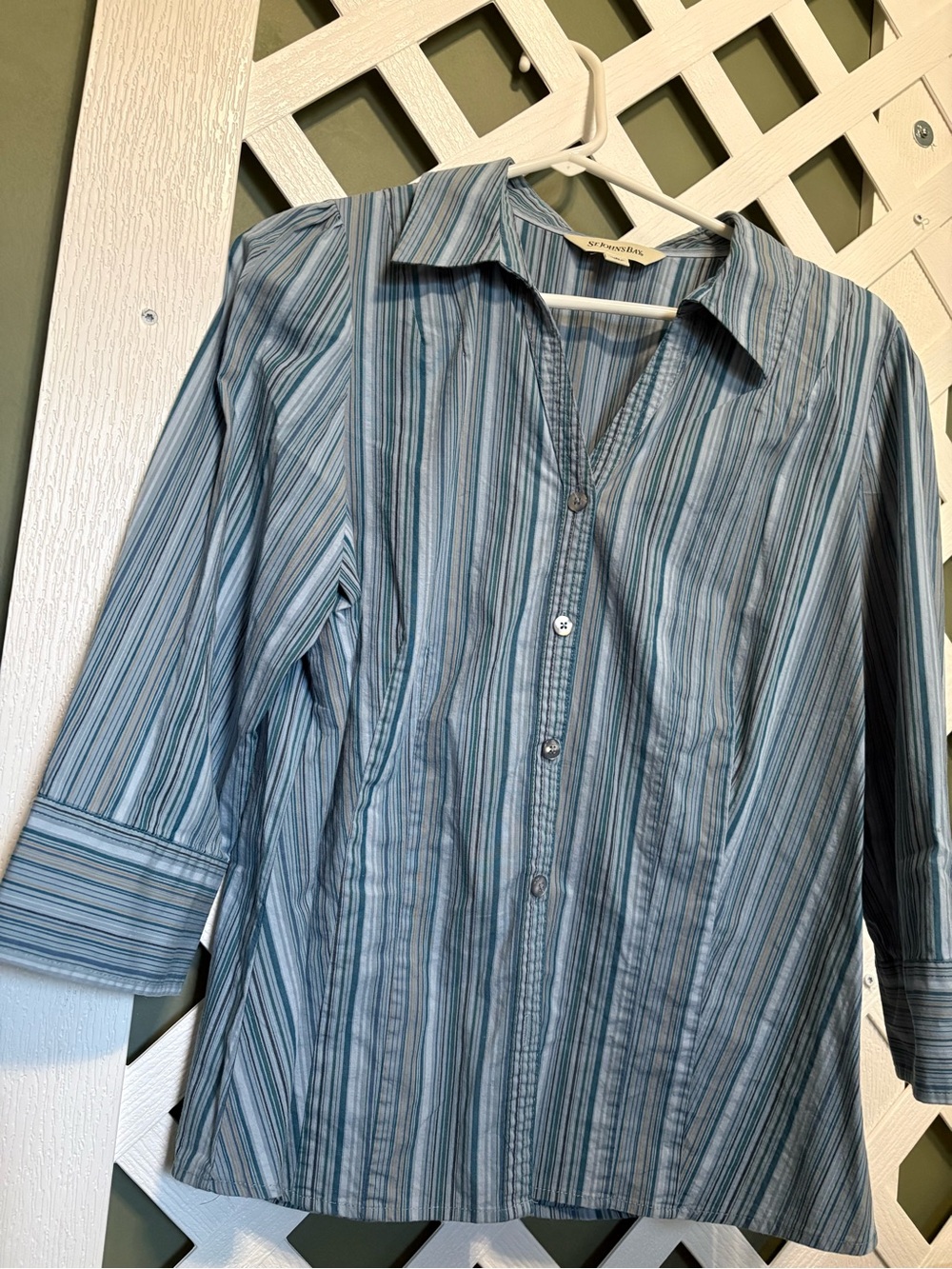 St. John's Bay Blue Striped Casual Button-Down Shirt